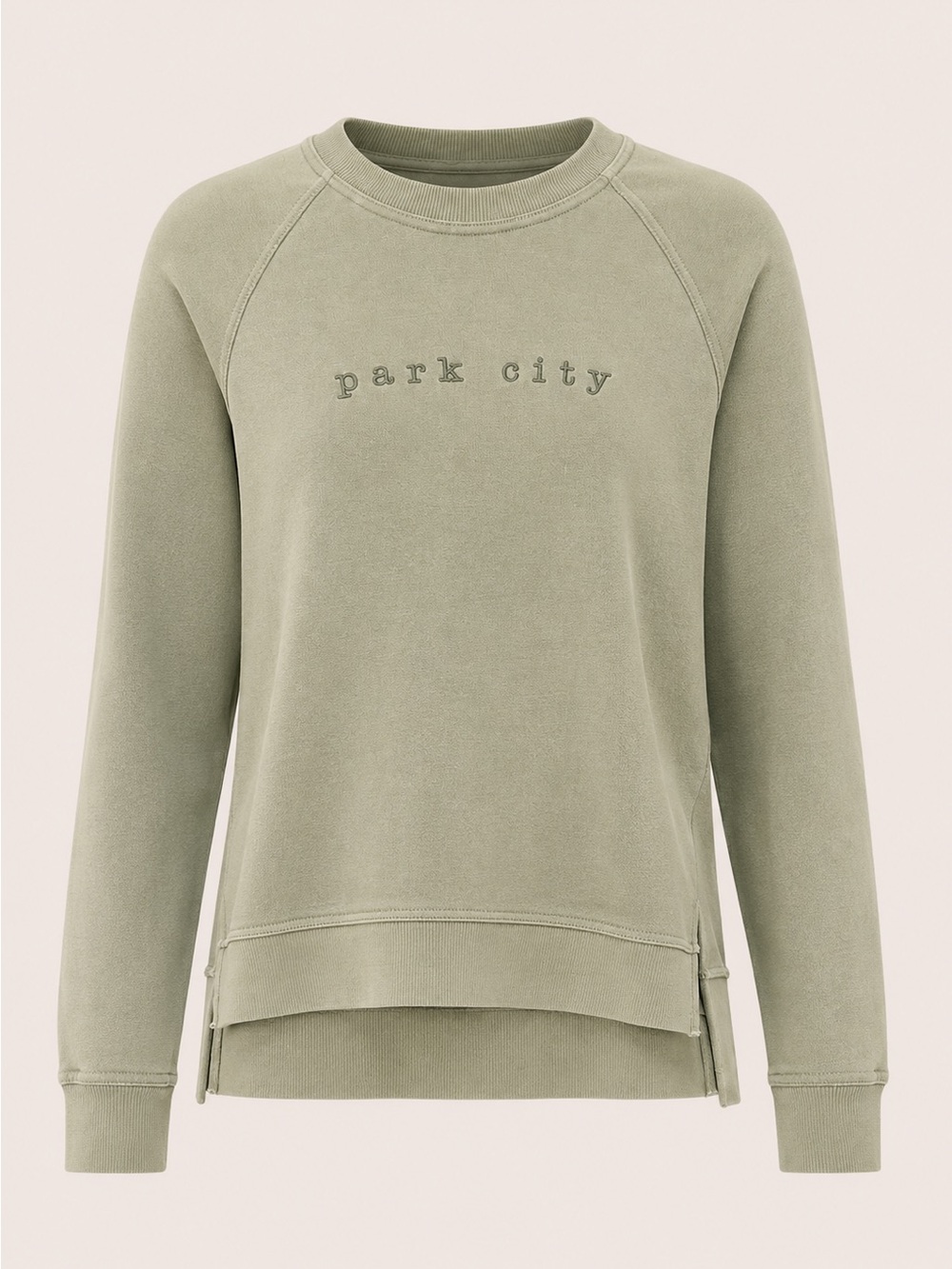 Park City Sage Green Embroidered Crewneck Sweatshirt Size Large